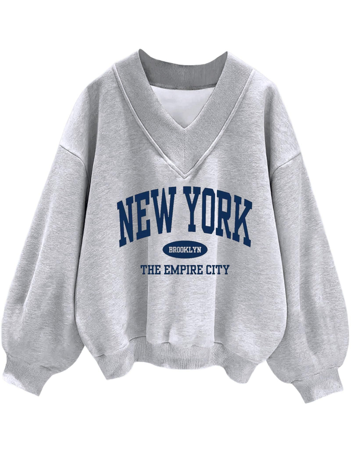 Luvella Womens V Neck Oversized Sweatshirts Long Sleeve Pullover