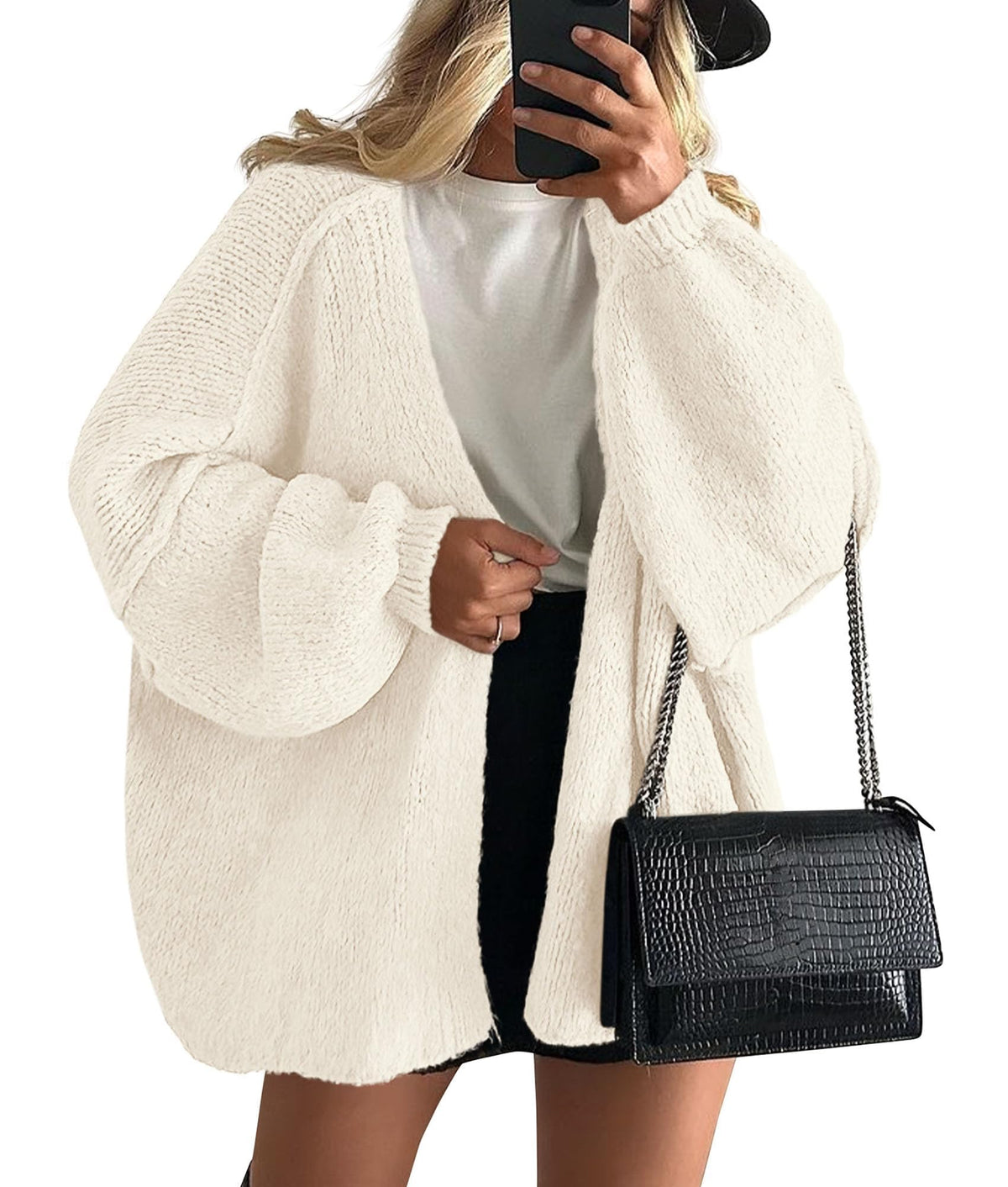 Luvella Womens Open Front Oversized Cardigan Sweaters
