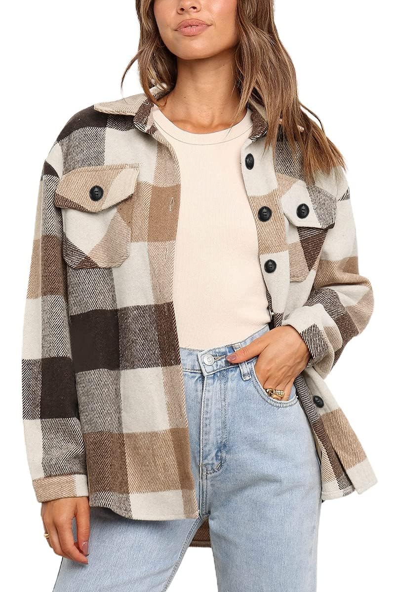 Luvella Shackets for Women Plaid Flannel Shirts