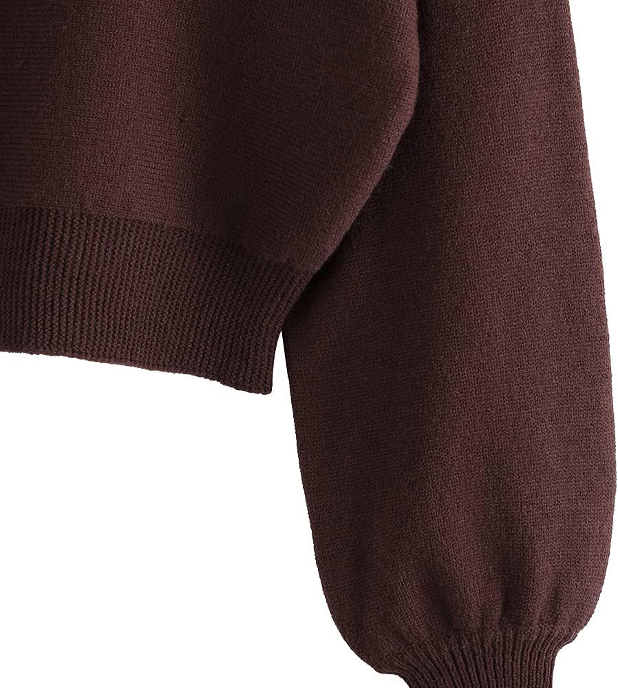 Luvella Women's Cropped Sweater V-Neck Long Sleeve Pullover Jumper Knit Top