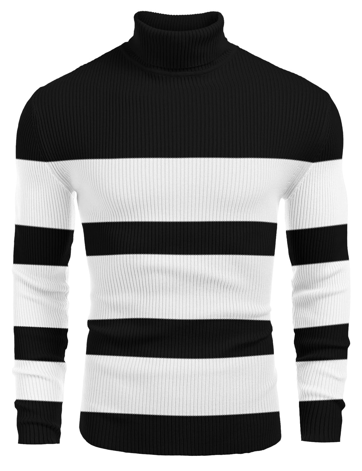 Luvella Mens Ribbed Slim Fit Knitted Pullover Casual Turtleneck Sweater