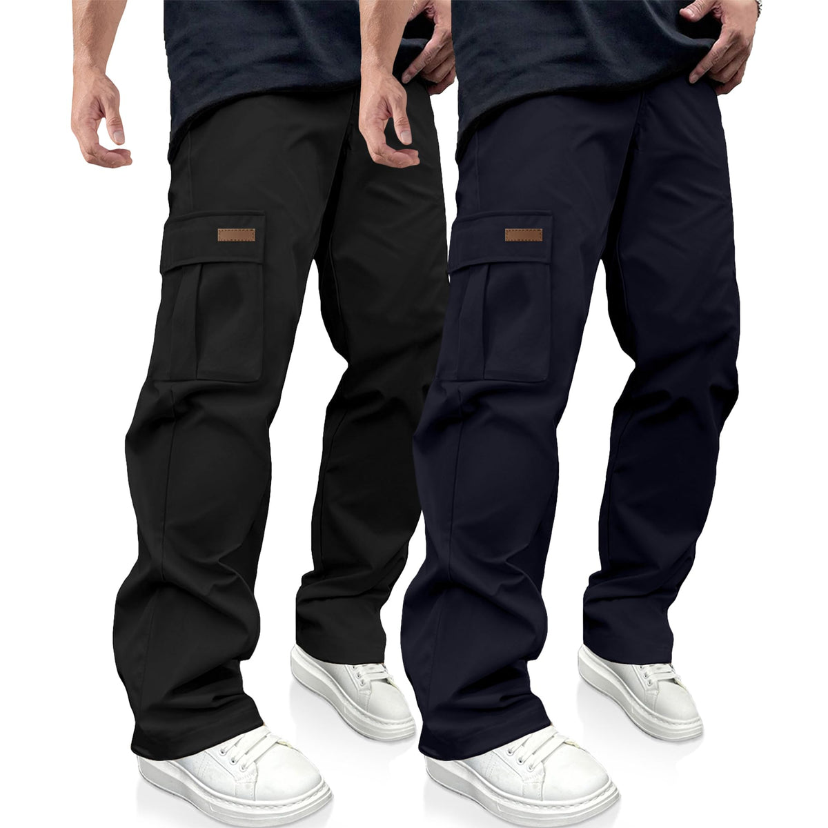 Luvella Mens Casual Cargo Pants Workout Hiking Sweatpants with Multi Pockets