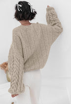 Luvella Womens Sweaters Fall Cable Knit Pullover Oversized Sweater