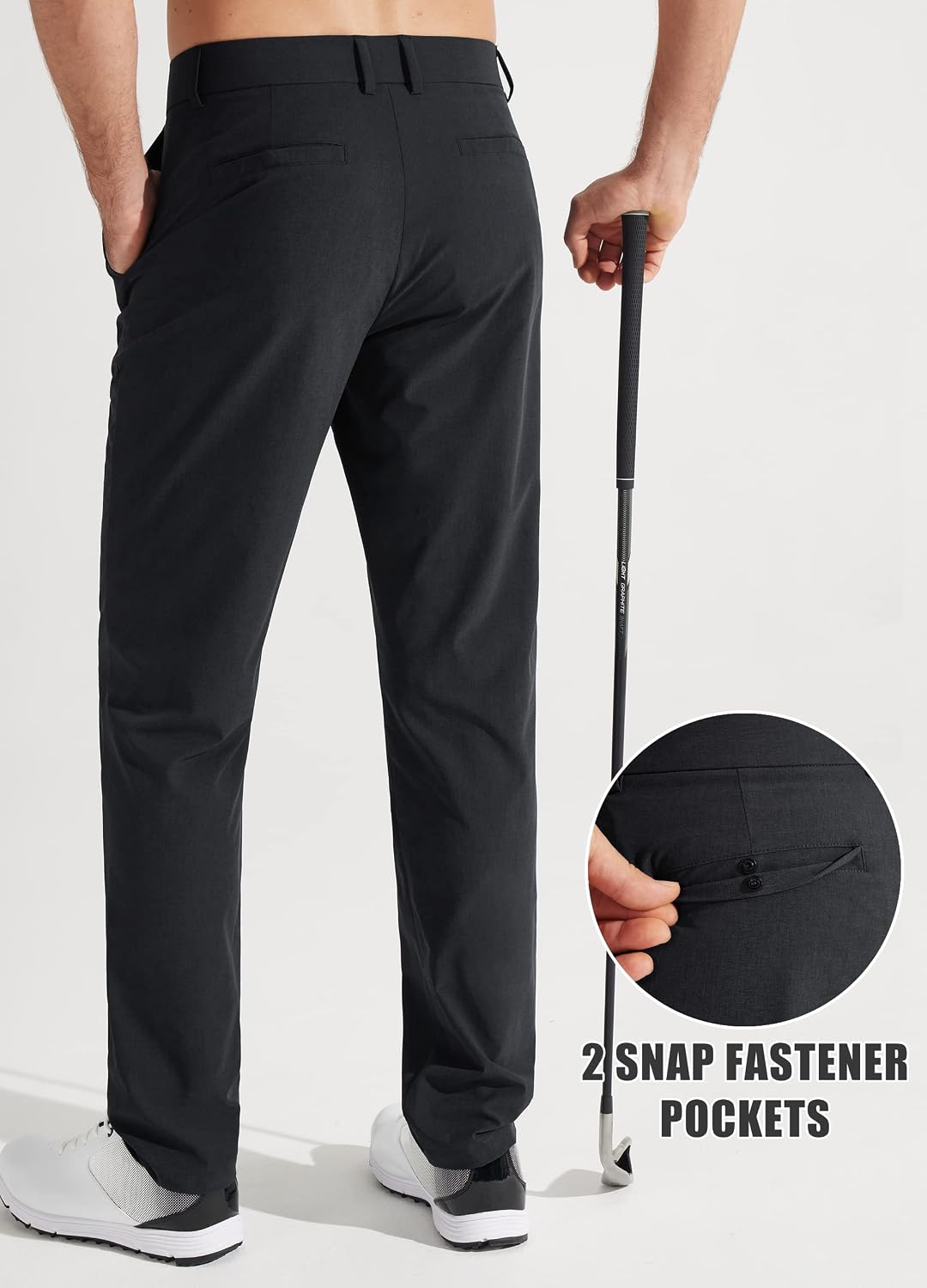 Luvella Mens Golf Pants Stretch Work Dress Pants 30"/32"/34" Quick Dry Lightweight Casual Comfy Trousers with Pockets