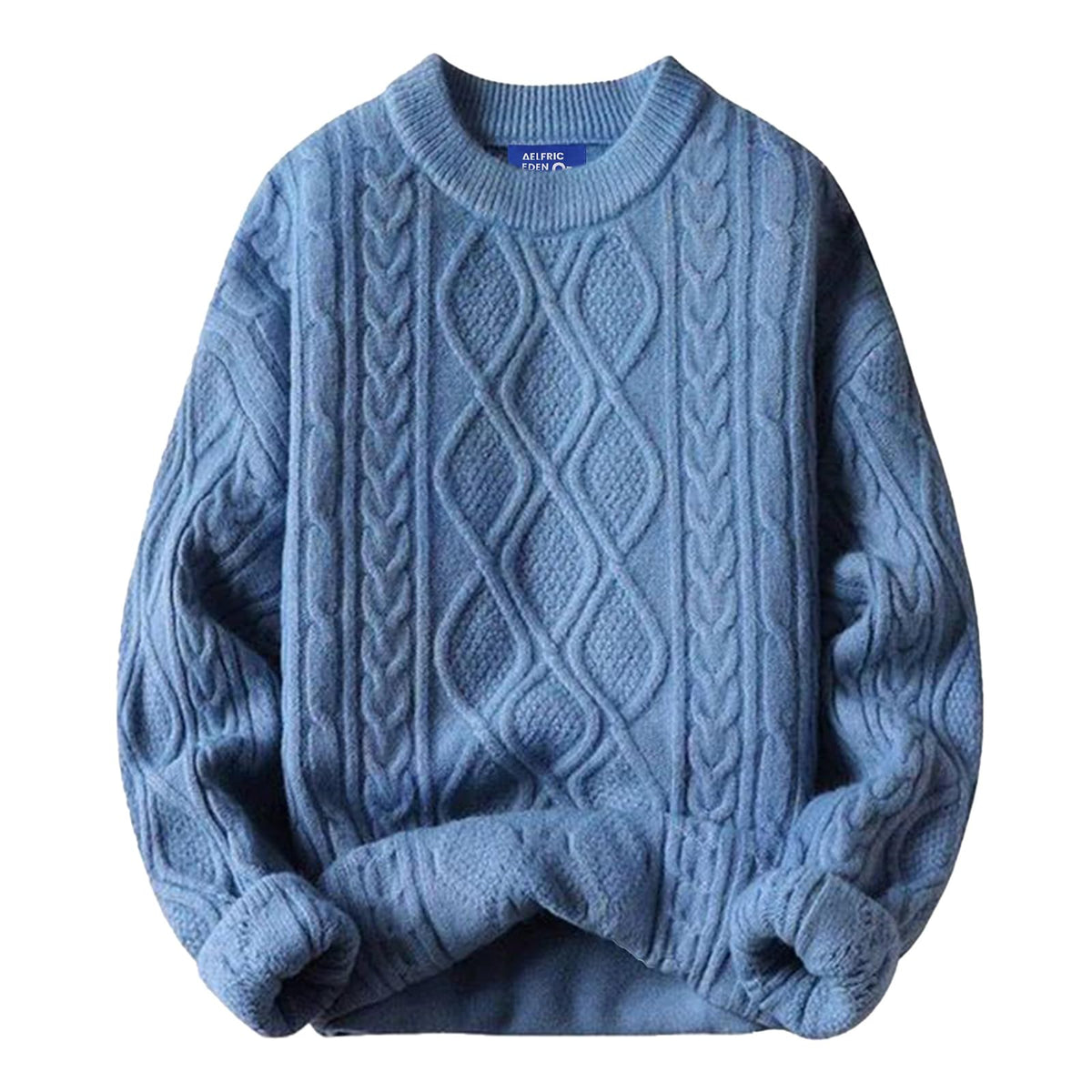 Luvella Oversized Sweater 90s Vintage Cable Knit Long Sleeve Women Heavy Crewneck Pullover