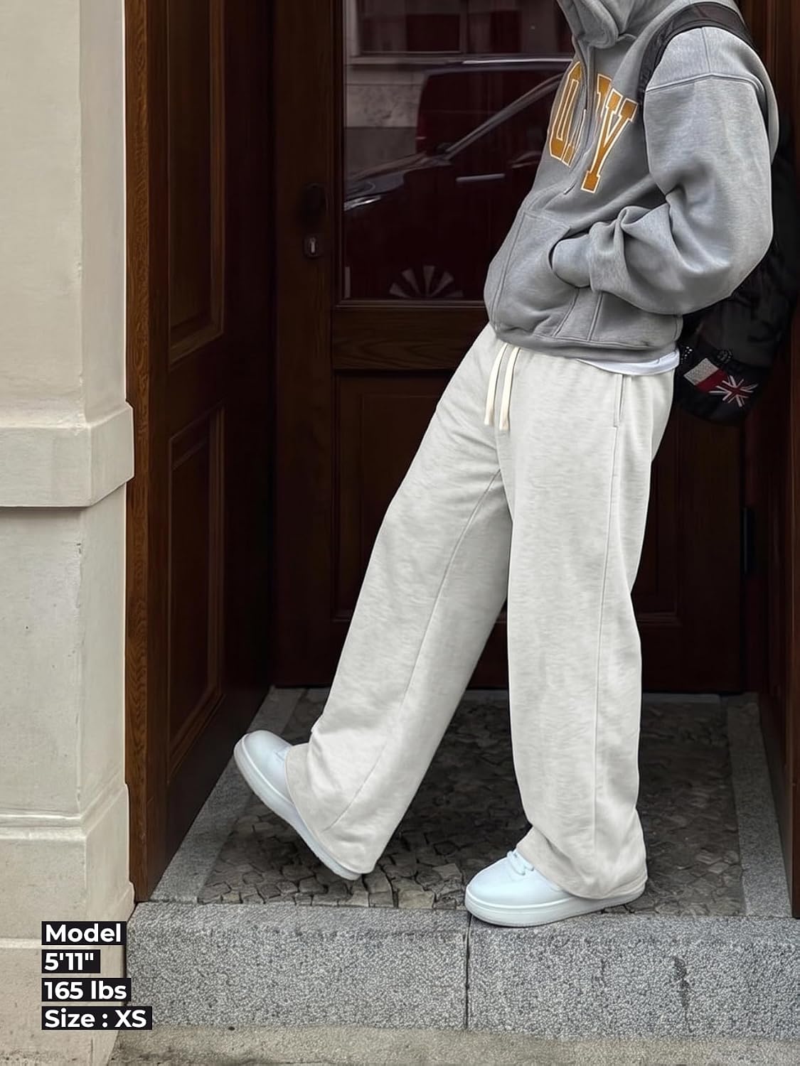 Luvella Mens Baggy Sweatpants Wide Leg Sweat Pants Uncuffed Loose Gym Y2K