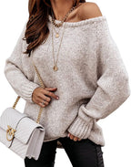 Luvella Women Casual Long Sleeve Fall Sweaters Off The Shoulder Sweater