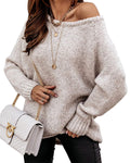 Luvella Women Casual Long Sleeve Fall Sweaters Off The Shoulder Sweater