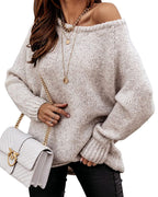 Luvella Women Casual Long Sleeve Fall Sweaters Off The Shoulder Sweater