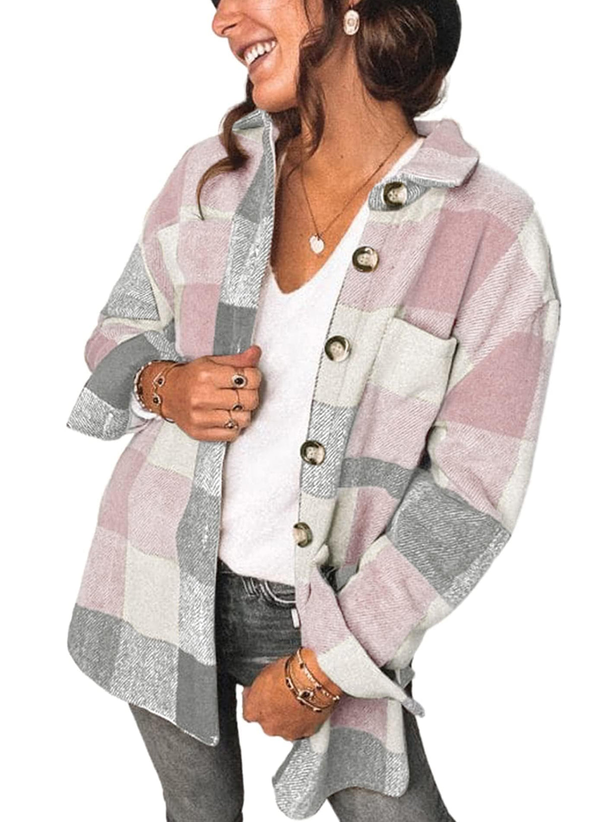 Luvella Shackets for Women Plaid Flannel Shirts