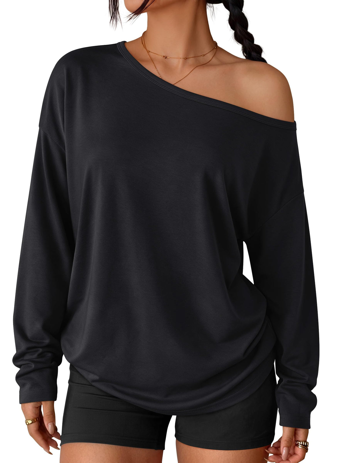 Luvella Womens Off The Shoulder Oversized Tops