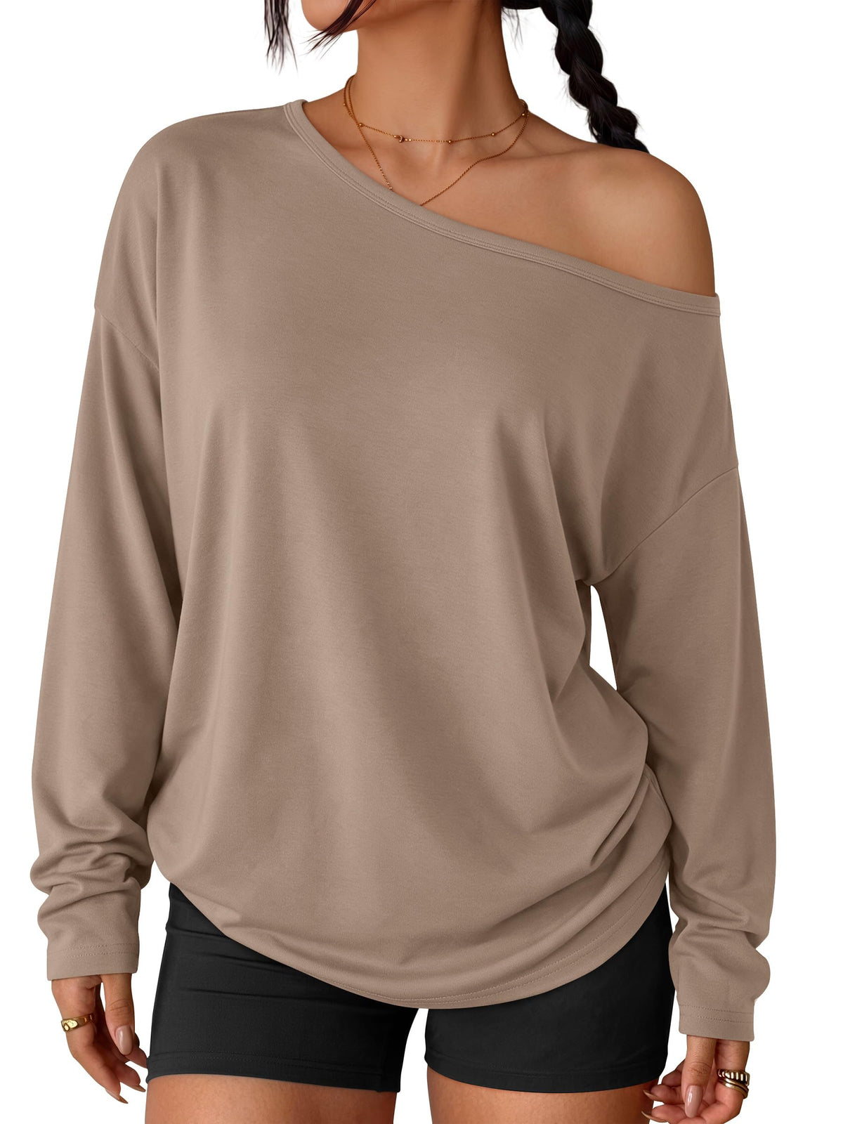 Luvella Womens Off The Shoulder Oversized Tops