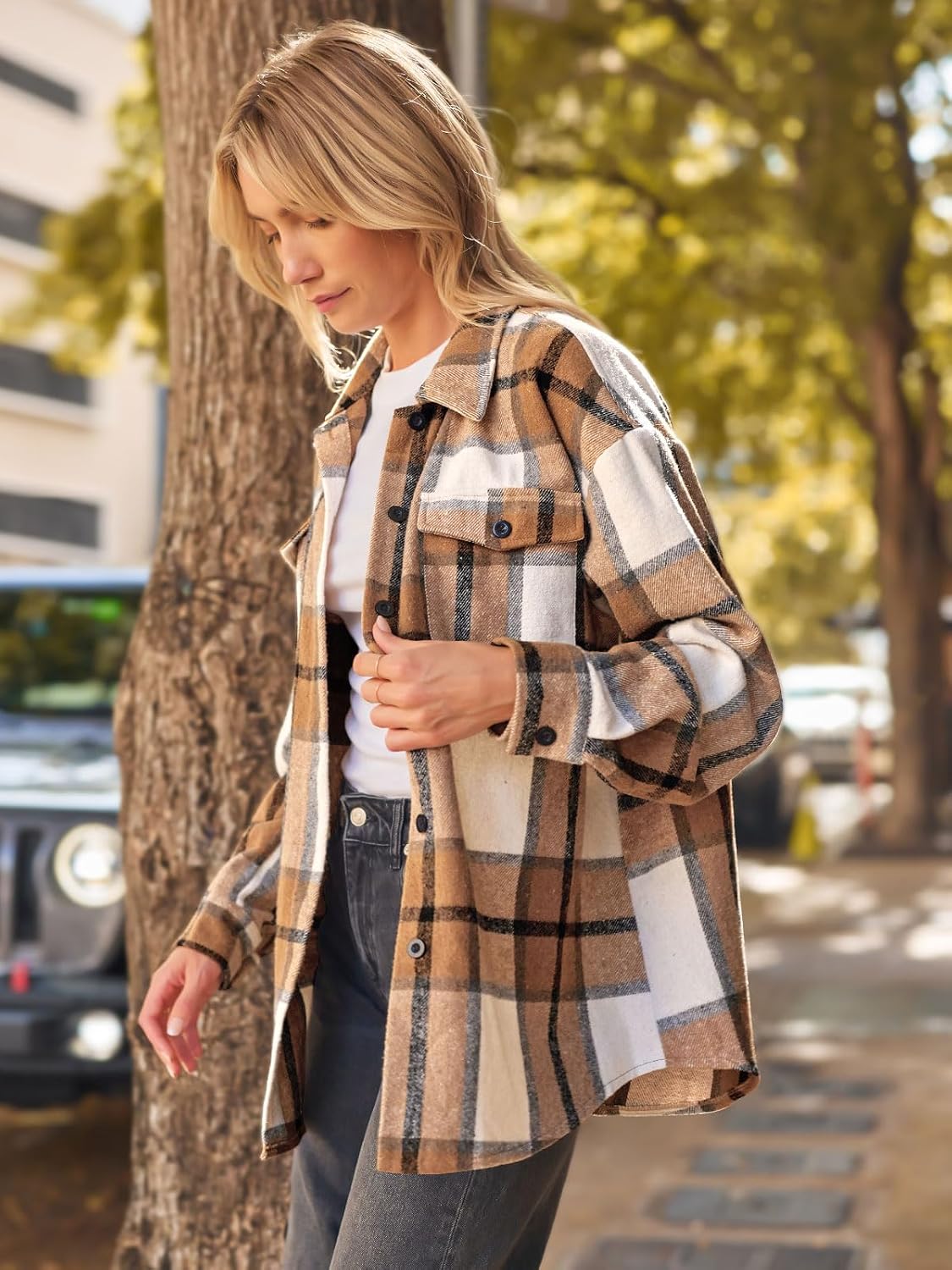 Luvella Shackets for Women Plaid Flannel Shirts