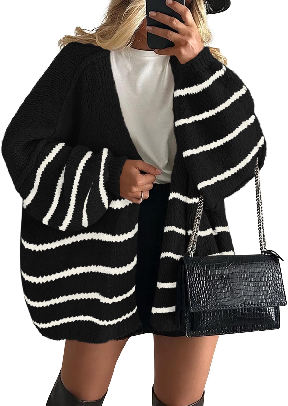 Luvella Womens Open Front Oversized Cardigan Sweaters