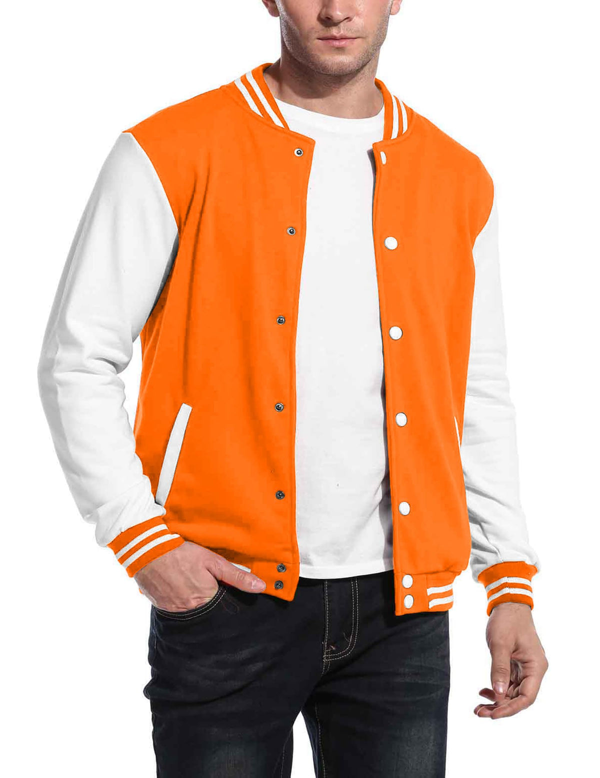 Luvella Men's Fashion Varsity Jacket Causal Slim Fit Cotton Letterman Baseball Bomber Jackets