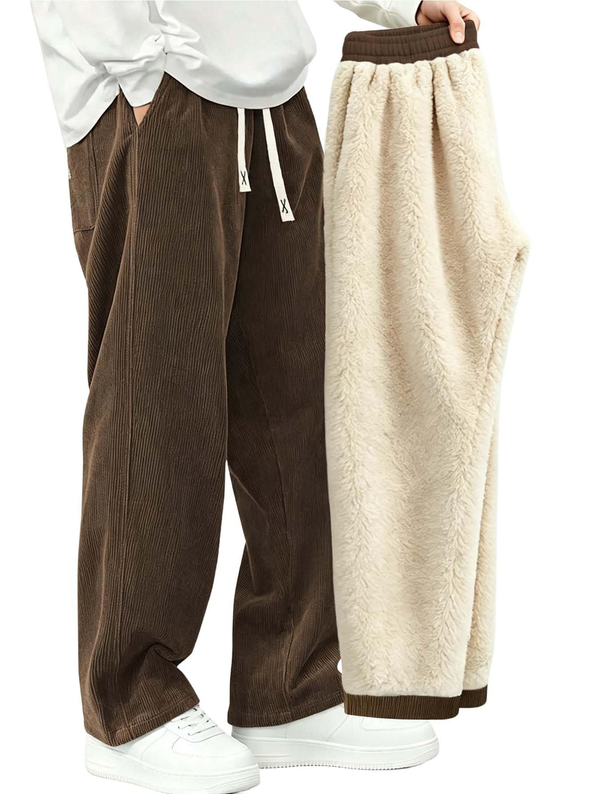 Luvella Mens Corduroy Casual Pants Straight Sweatpants