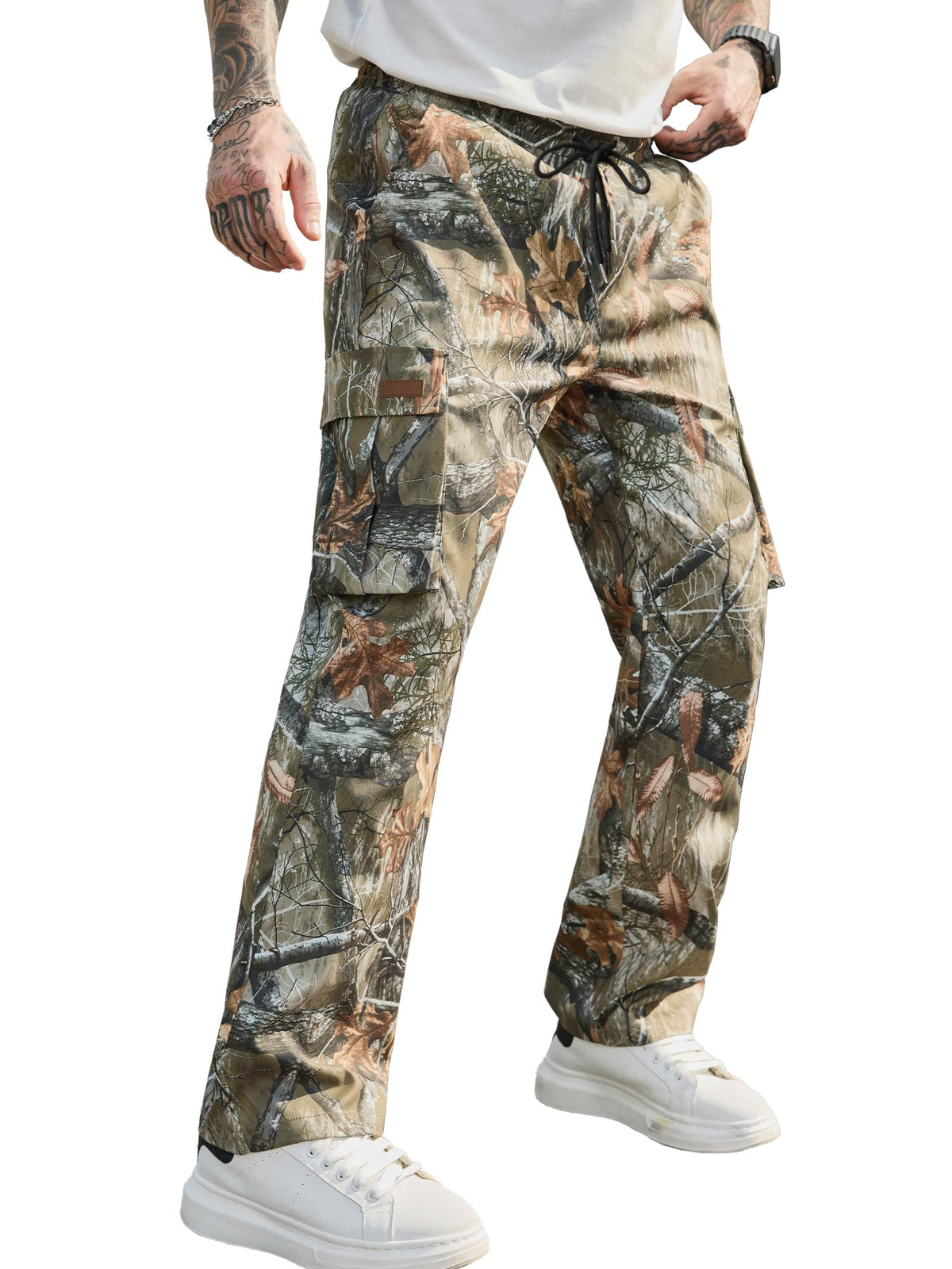 Luvella Mens Casual Cargo Pants Workout Hiking Sweatpants with Multi Pockets