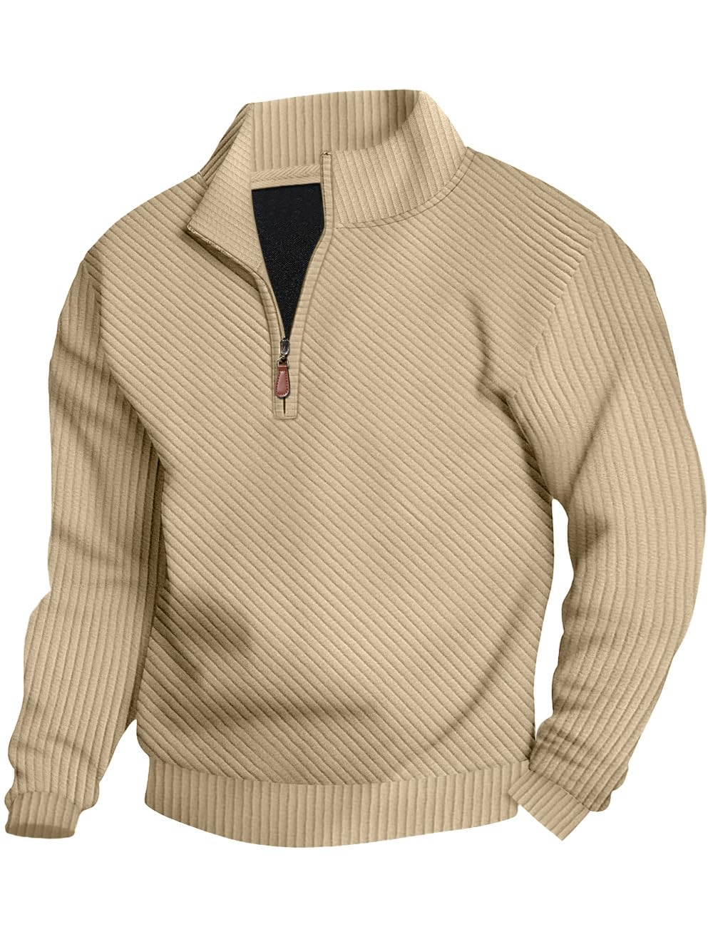 Luvella Mens Sweaters Pullover Sweater Casual Athletic Long Sleeve Quarter Zipper Stand Collar Sweatshirt