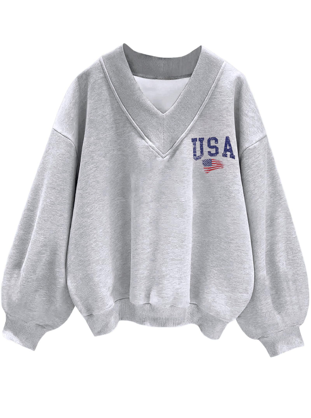 Luvella Womens V Neck Oversized Sweatshirts Long Sleeve Pullover