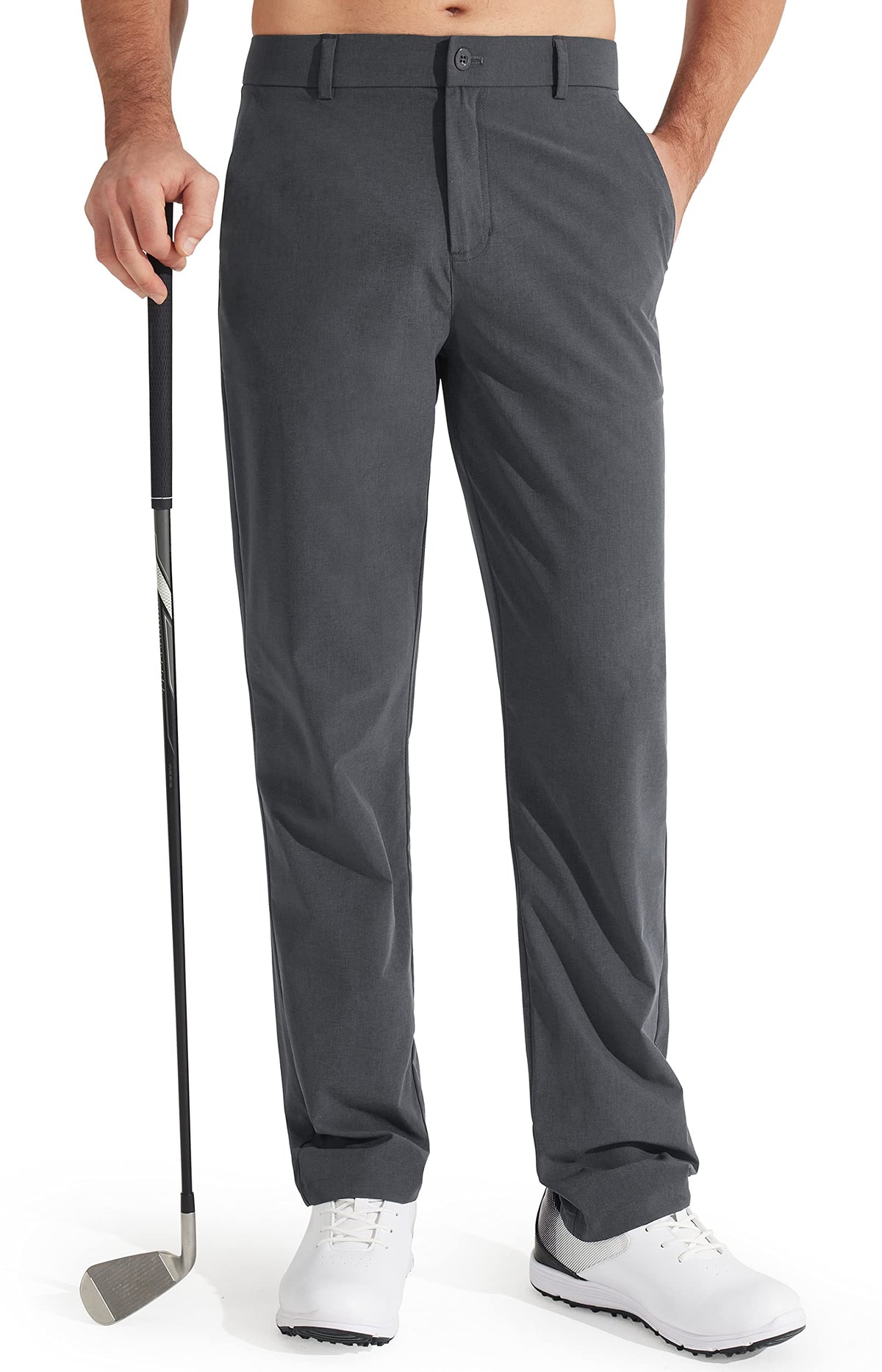 Luvella Mens Golf Pants Stretch Work Dress Pants 30"/32"/34" Quick Dry Lightweight Casual Comfy Trousers with Pockets