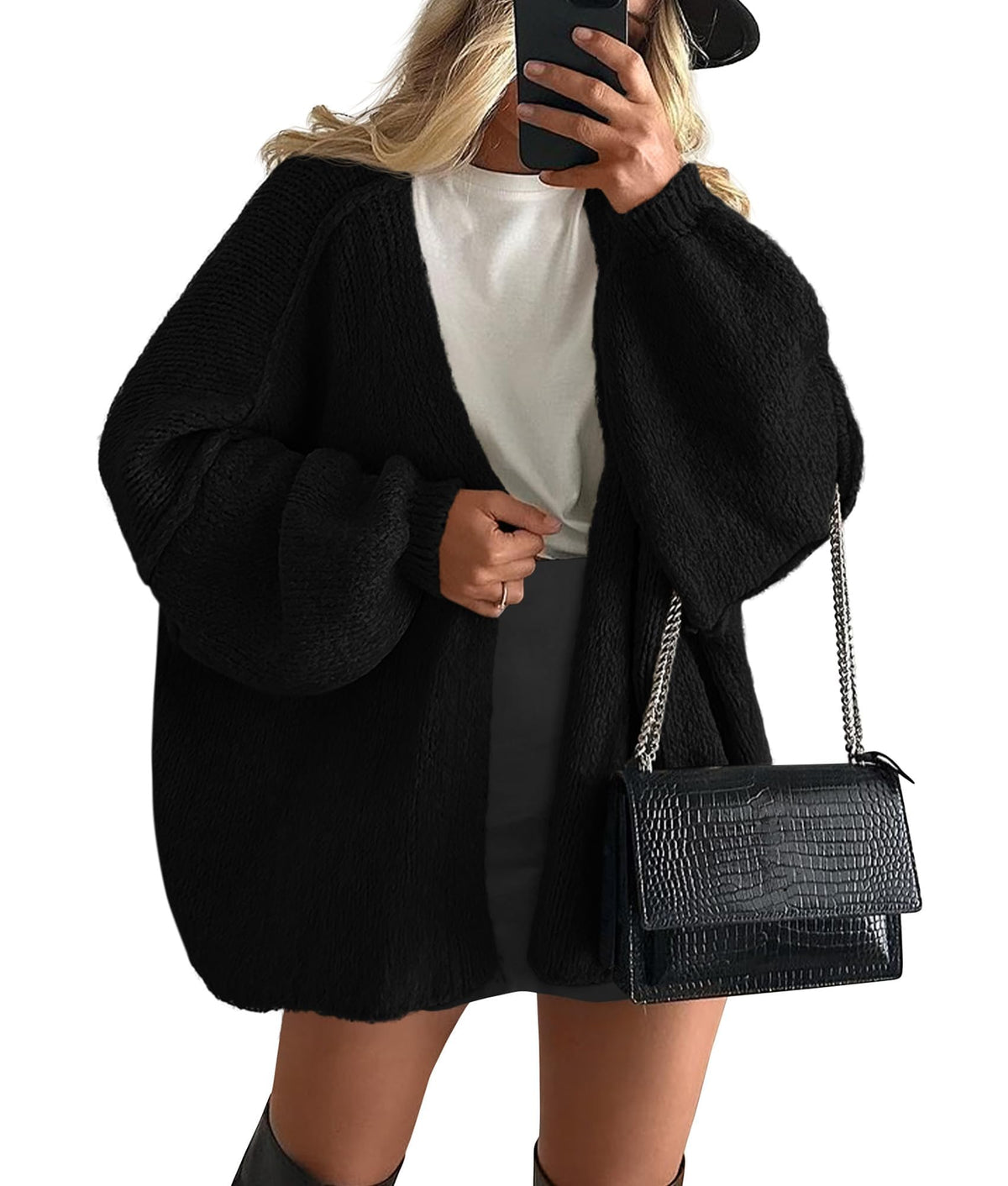 Luvella Womens Open Front Oversized Cardigan Sweaters