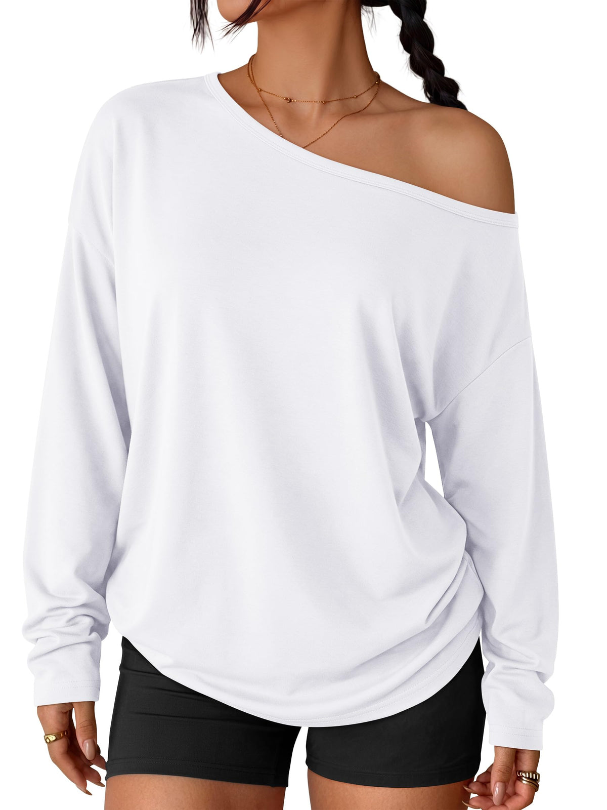 Luvella Womens Off The Shoulder Oversized Tops