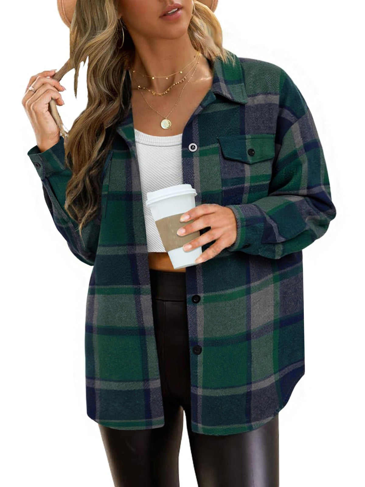 Luvella Shackets for Women Plaid Flannel Shirts
