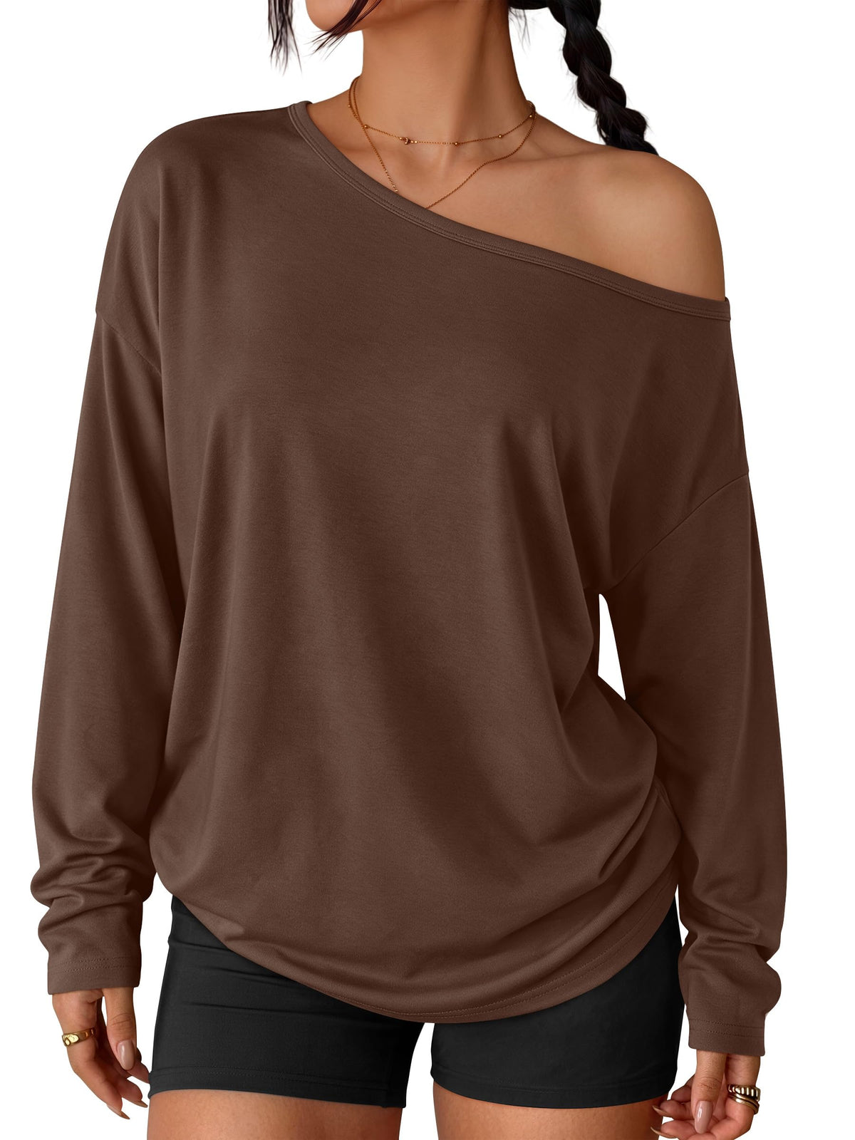 Luvella Womens Off The Shoulder Oversized Tops