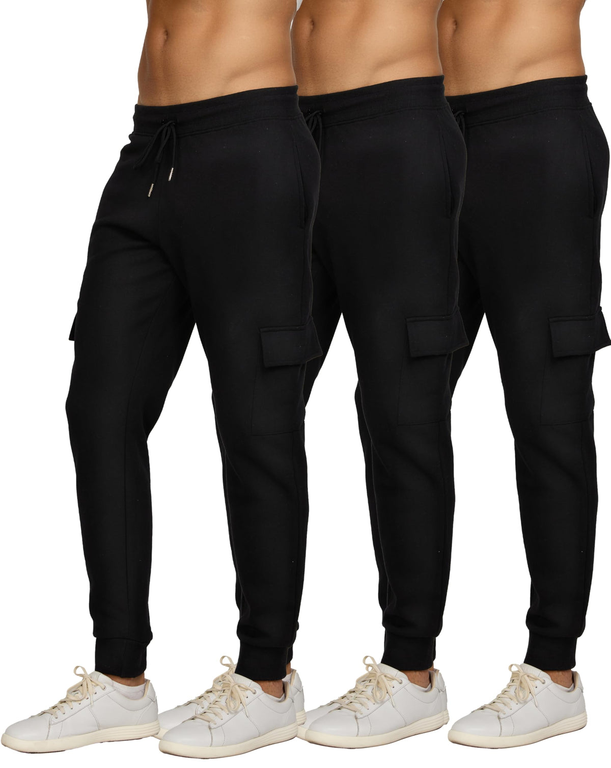 Luvella Sweatpants for Men 3 Pack Fleece Athletic Joggers, Baggy Wide Legs Mens Sweatpants with Zipper Pockets
