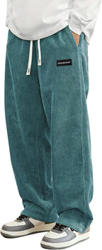Luvella Mens Corduroy Casual Pants Straight Sweatpants