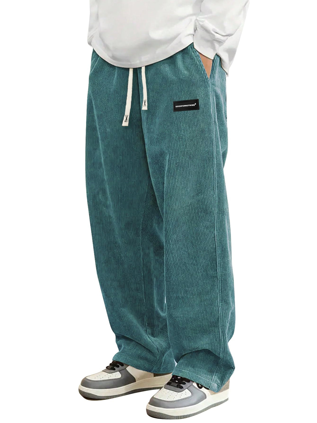 Luvella Mens Corduroy Casual Pants Straight Sweatpants