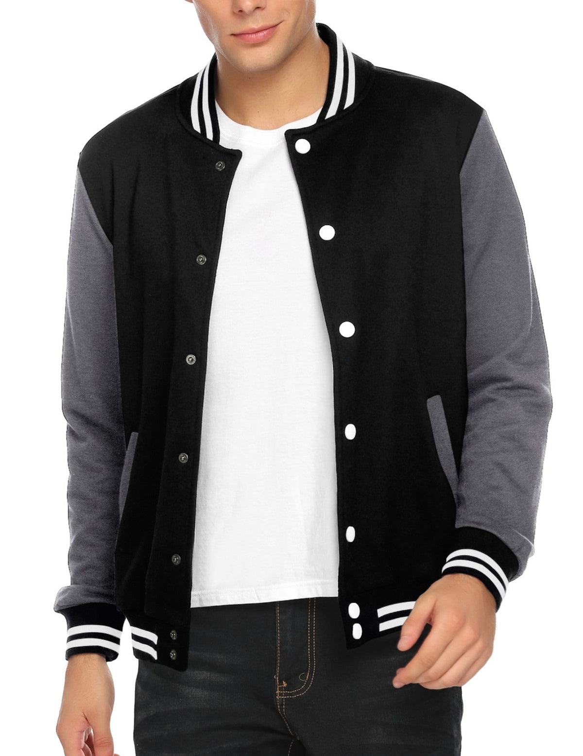 Luvella Men's Fashion Varsity Jacket Causal Slim Fit Cotton Letterman Baseball Bomber Jackets