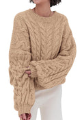 Luvella Womens Sweaters Fall Cable Knit Pullover Oversized Sweater