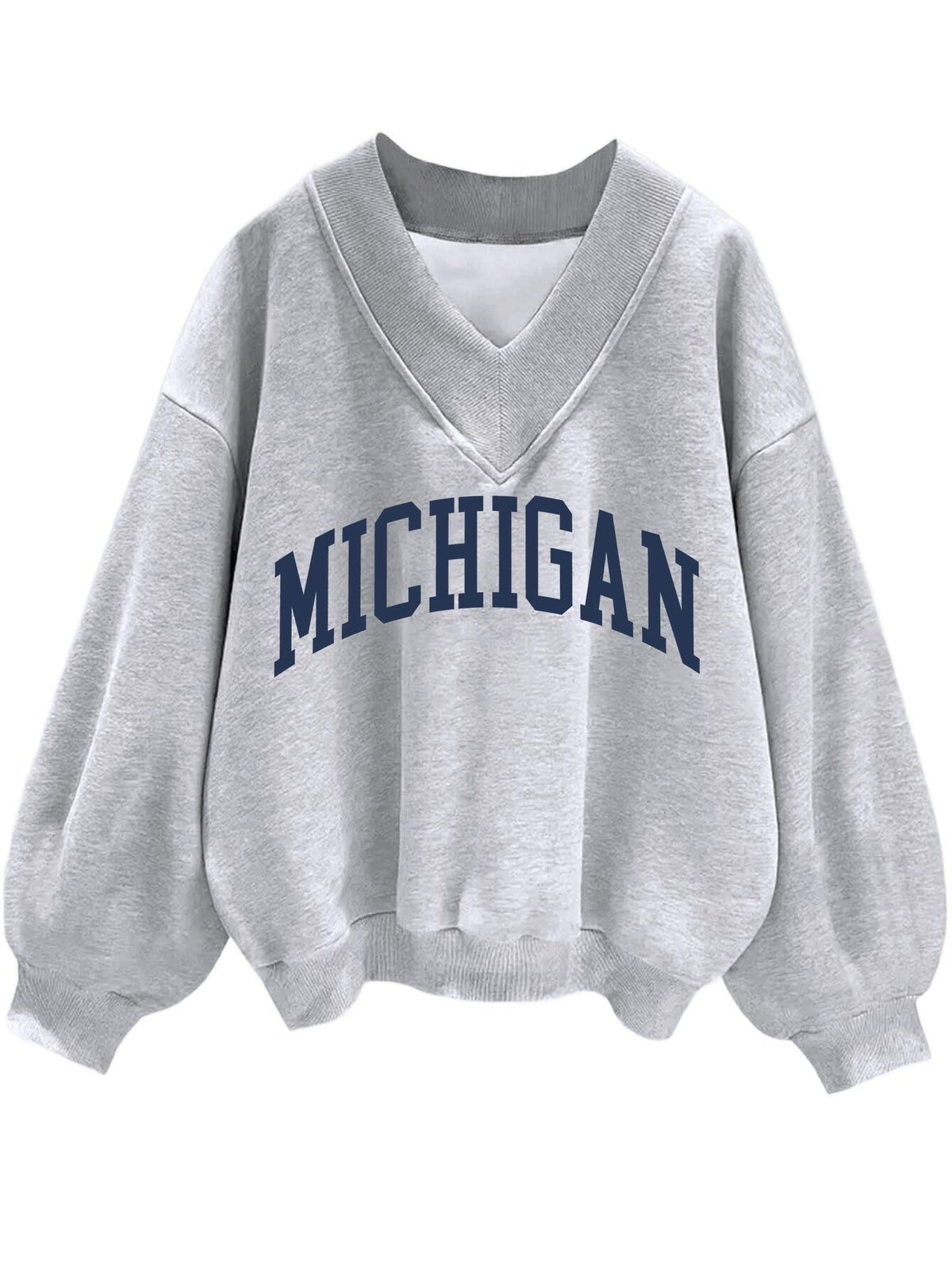 Luvella Womens V Neck Oversized Sweatshirts Long Sleeve Pullover