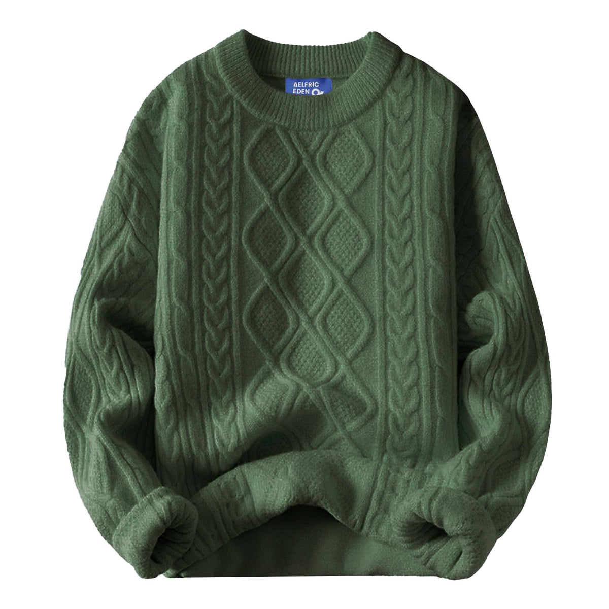 Luvella Oversized Sweater 90s Vintage Cable Knit Long Sleeve Women Heavy Crewneck Pullover