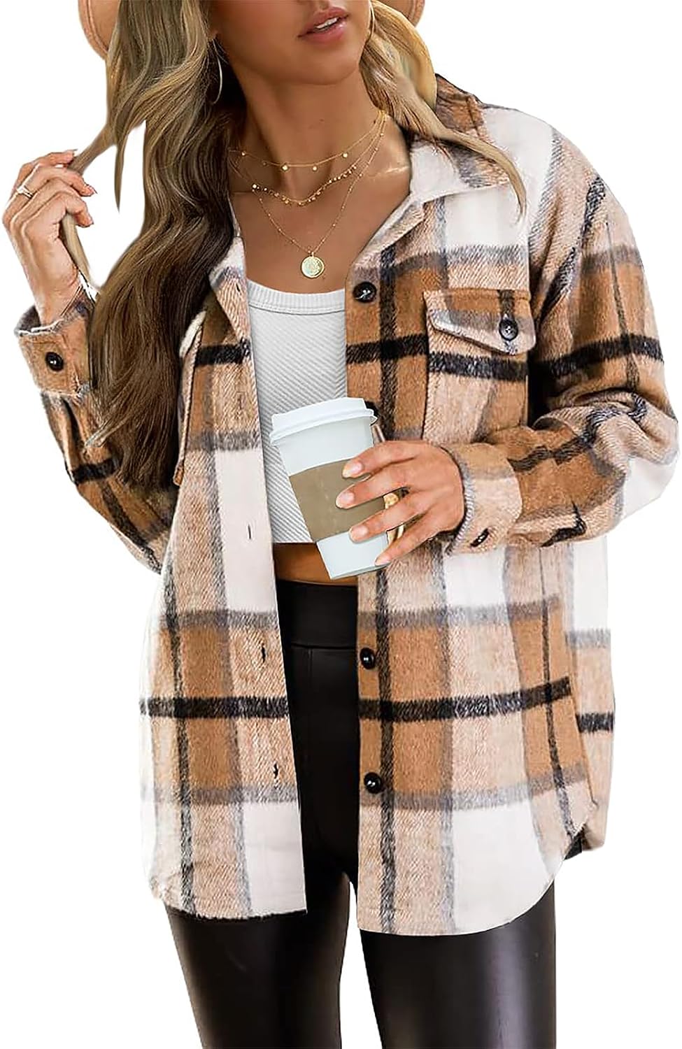 Luvella Shackets for Women Plaid Flannel Shirts