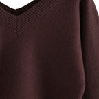 Luvella Women's Cropped Sweater V-Neck Long Sleeve Pullover Jumper Knit Top