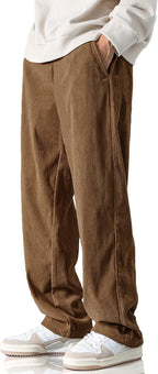 Luvella Men's Casual Loose Fit Corduroy Pants
