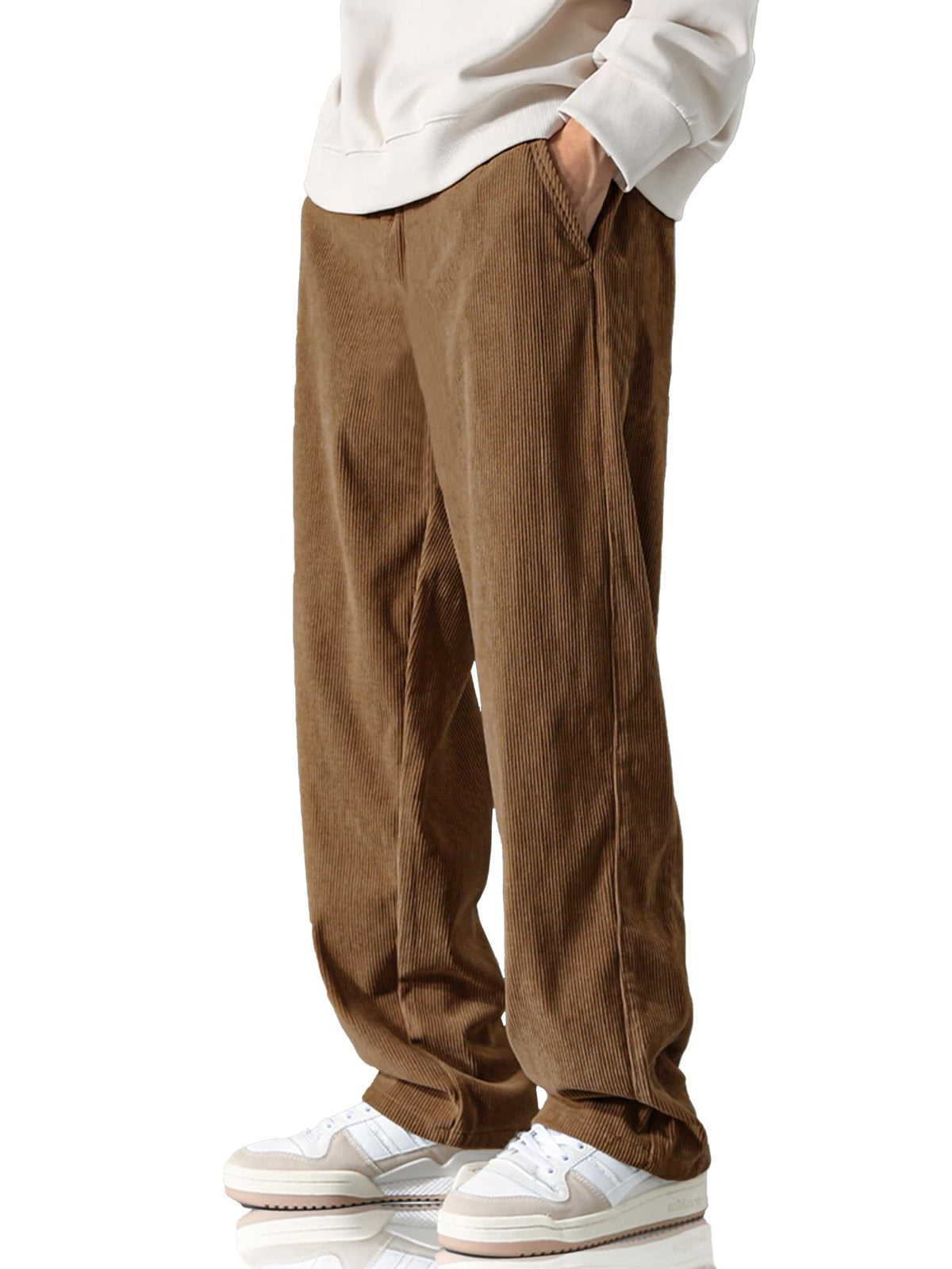 Luvella Men's Casual Loose Fit Corduroy Pants