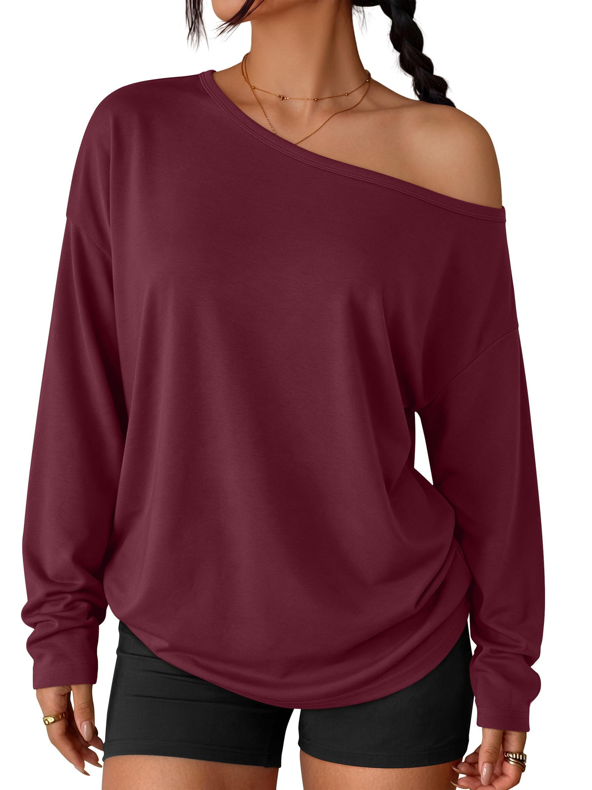 Luvella Womens Off The Shoulder Oversized Tops