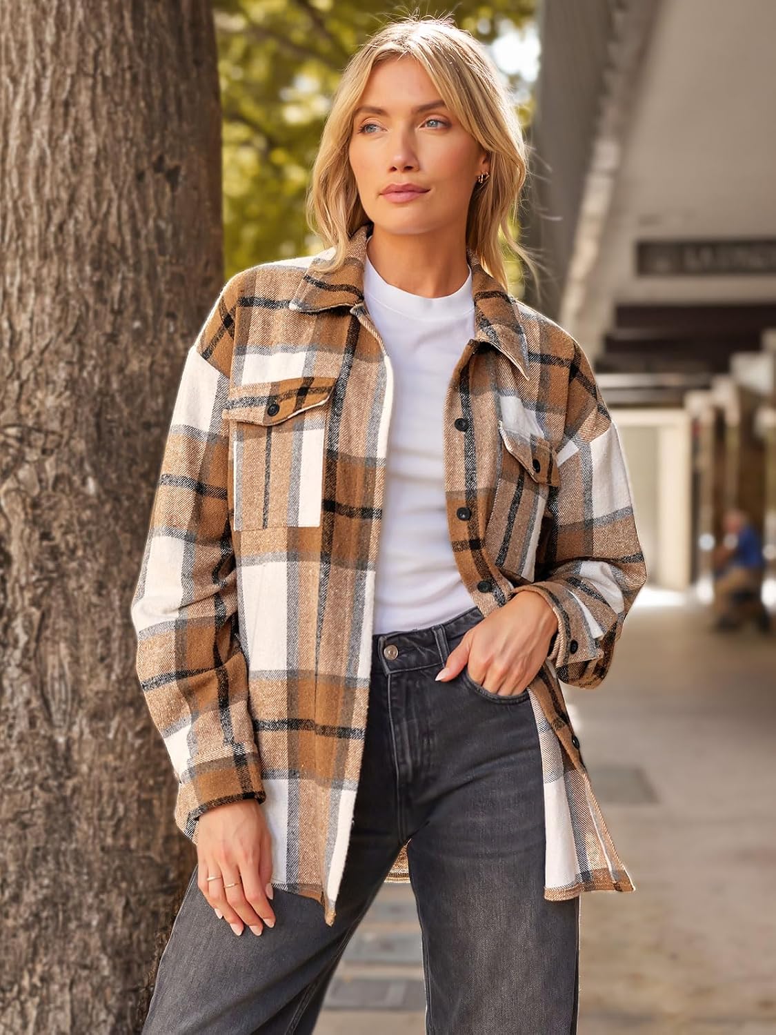 Luvella Shackets for Women Plaid Flannel Shirts