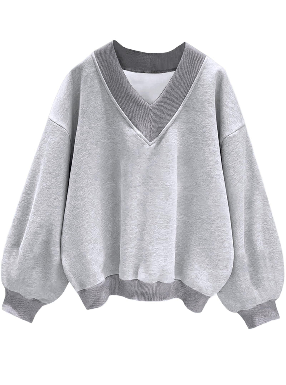 Luvella Womens V Neck Oversized Sweatshirts Long Sleeve Pullover
