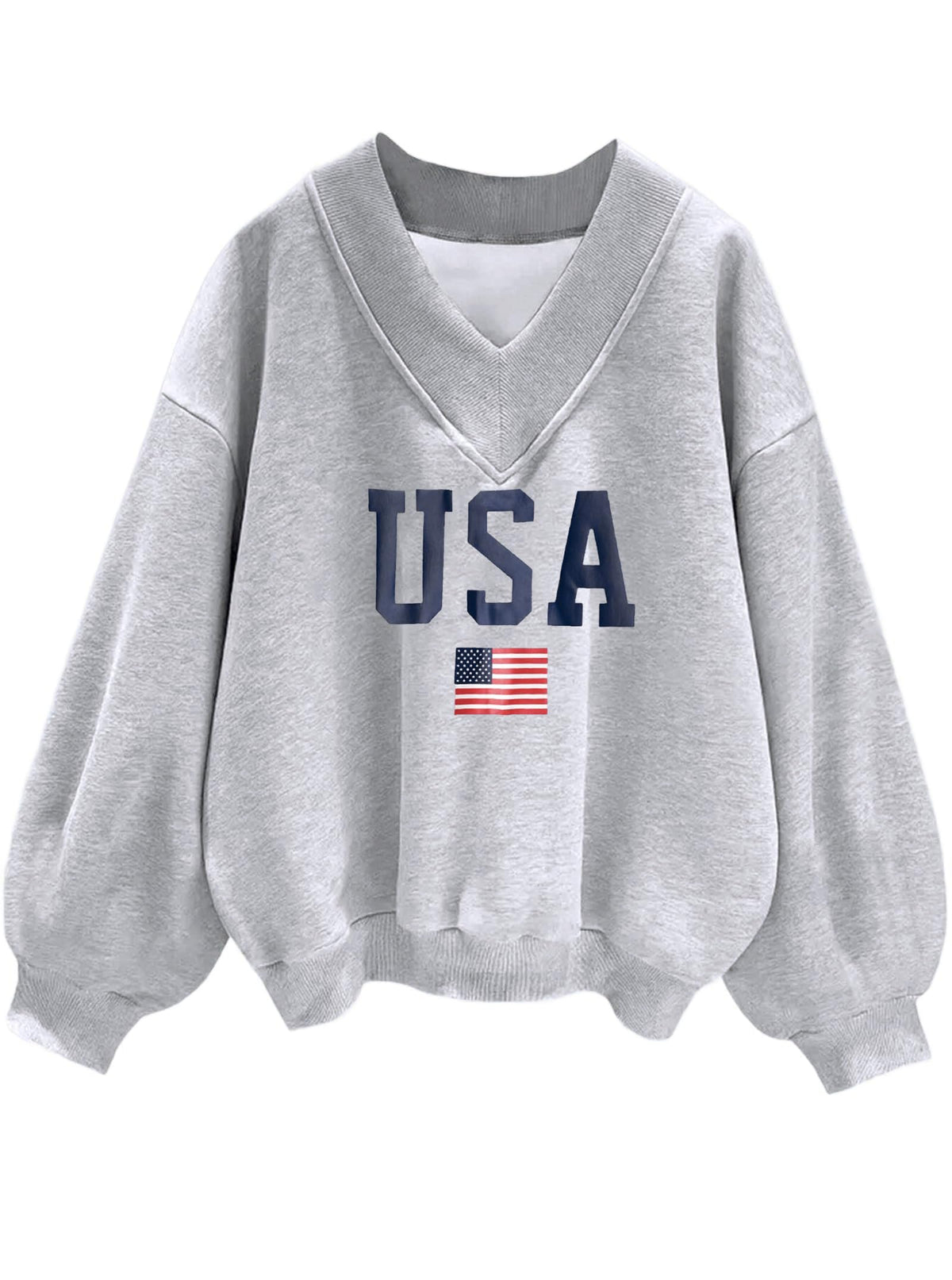 Luvella Womens V Neck Oversized Sweatshirts Long Sleeve Pullover