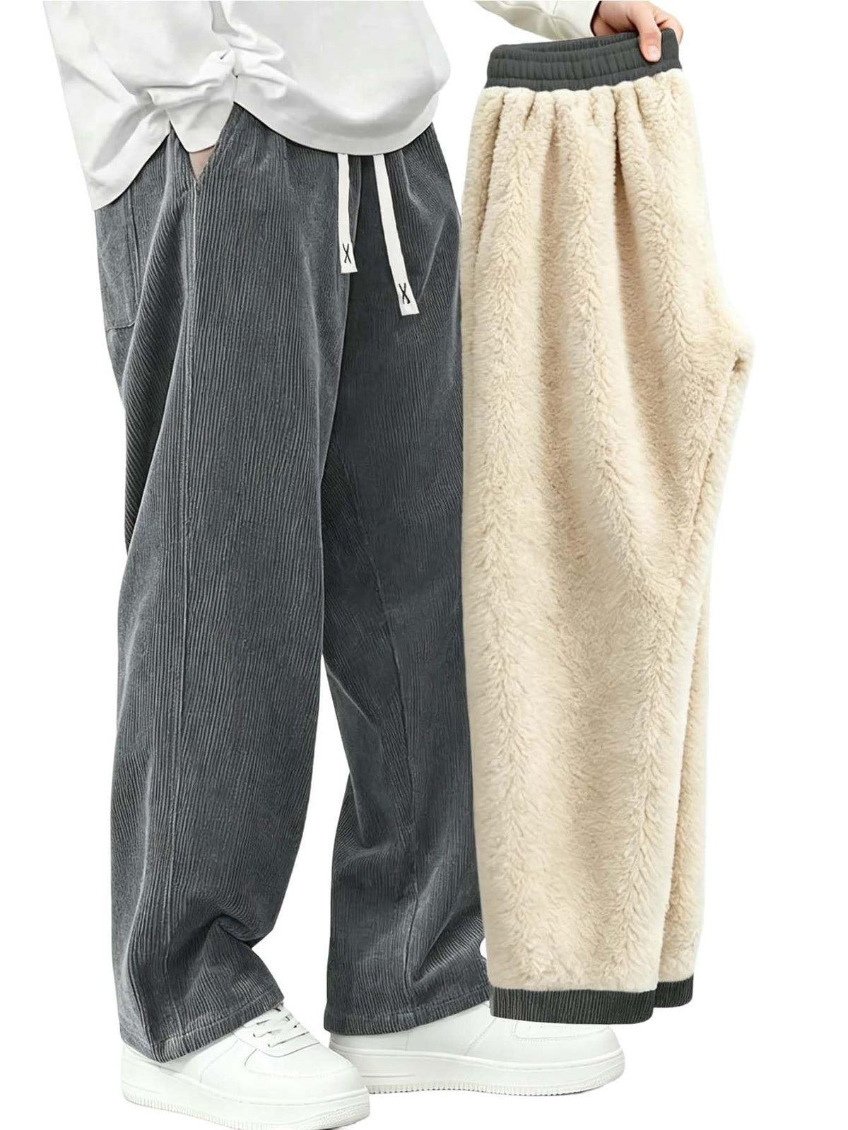 Luvella Mens Corduroy Casual Pants Straight Sweatpants