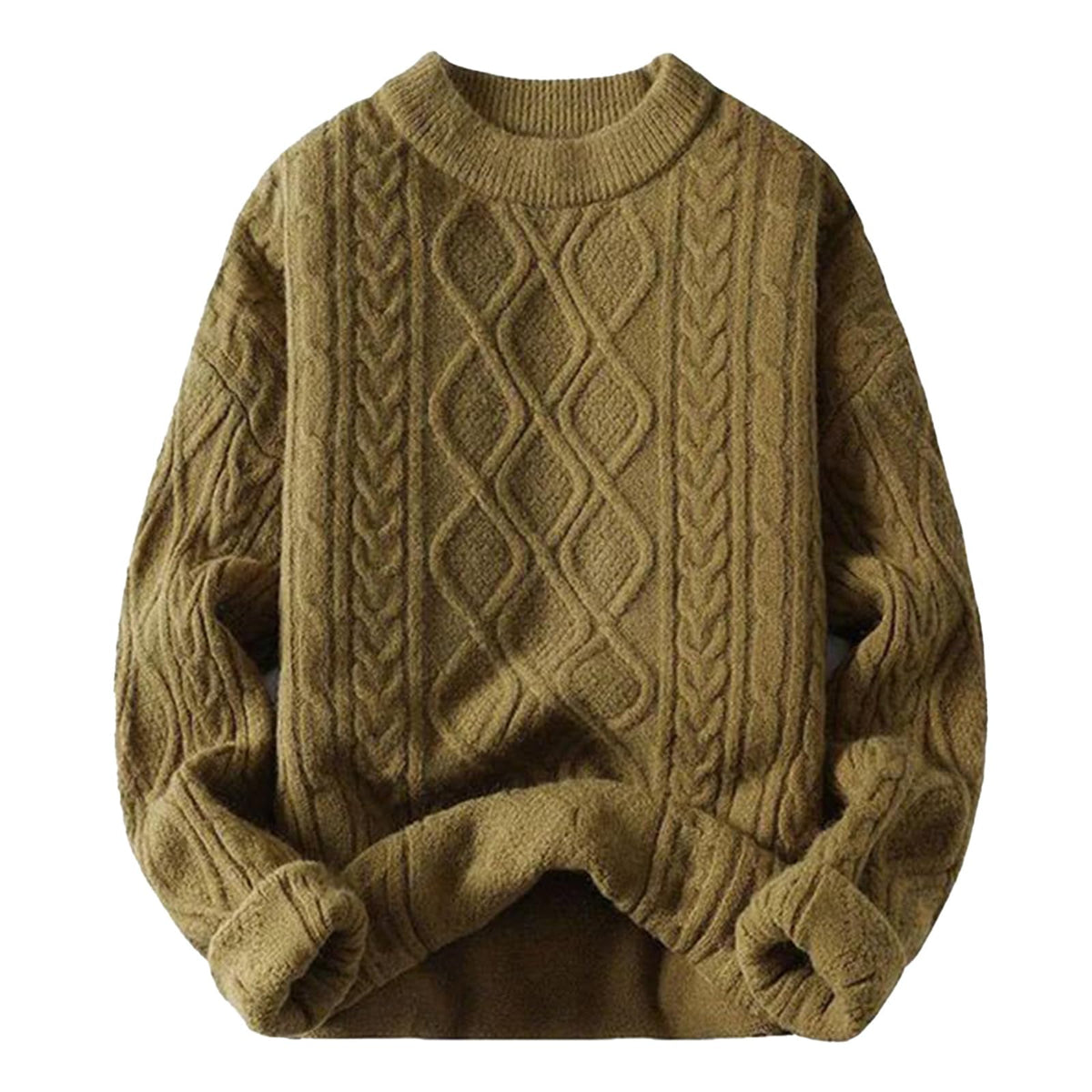 Luvella Oversized Sweater 90s Vintage Cable Knit Long Sleeve Women Heavy Crewneck Pullover
