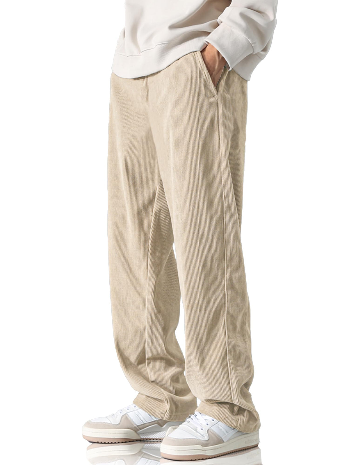 Luvella Men's Casual Loose Fit Corduroy Pants