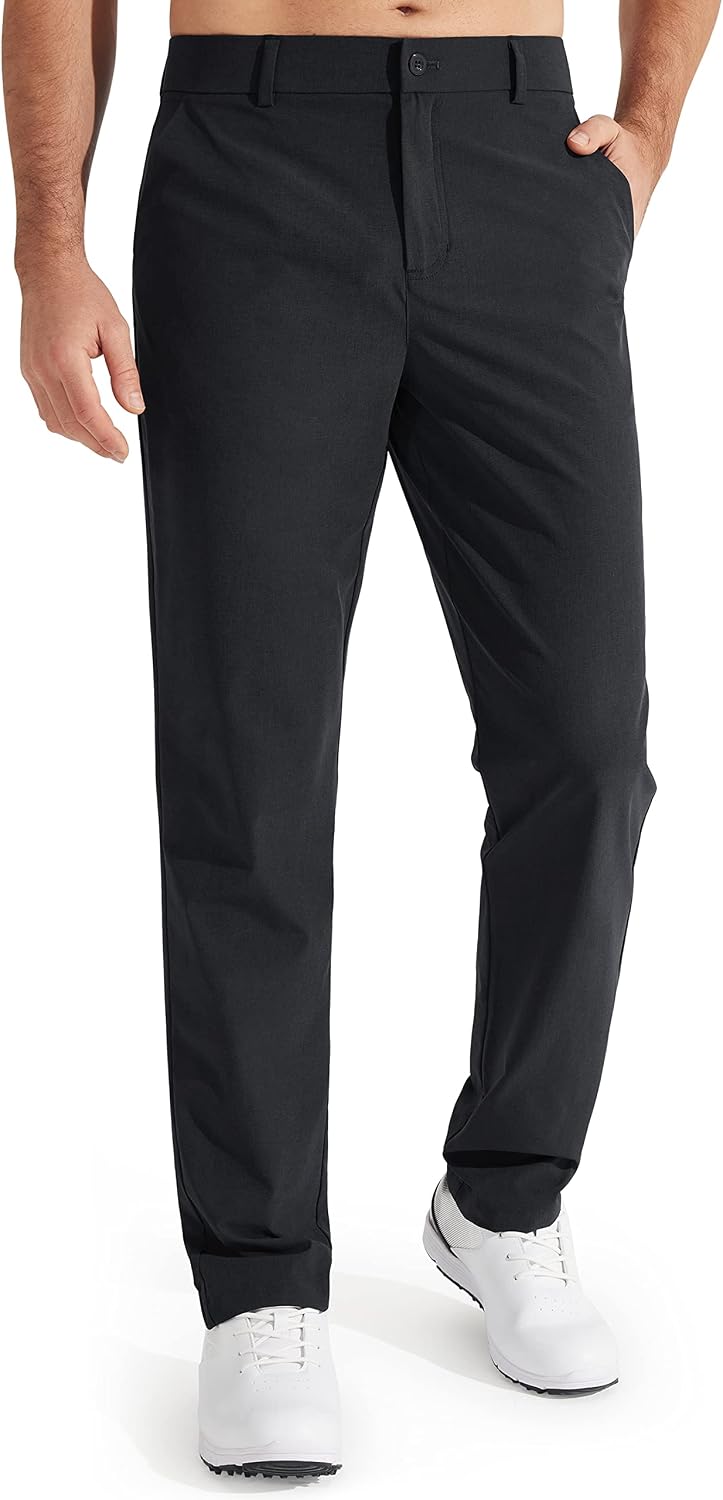 Luvella Mens Golf Pants Stretch Work Dress Pants 30"/32"/34" Quick Dry Lightweight Casual Comfy Trousers with Pockets