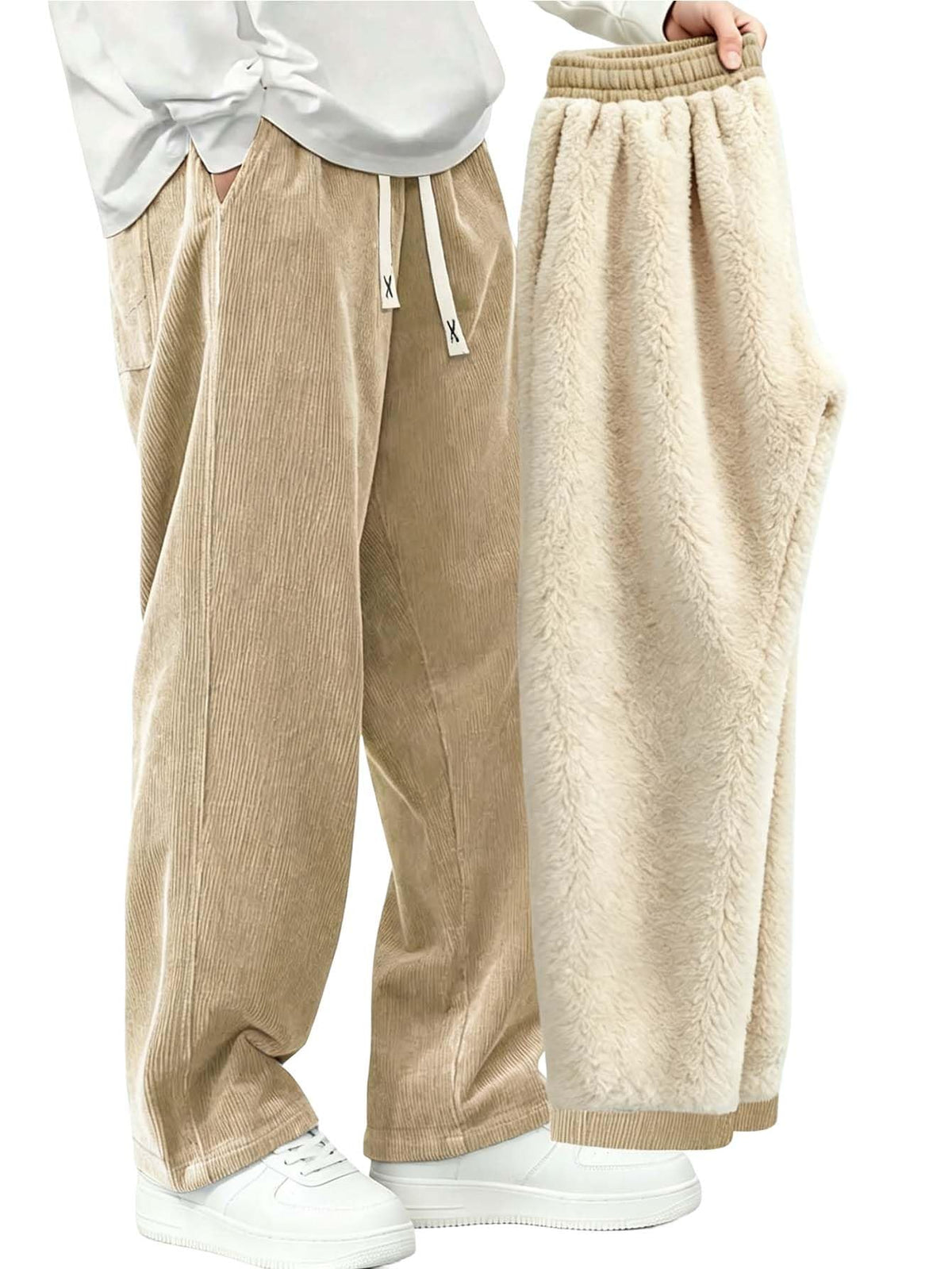 Luvella Mens Corduroy Casual Pants Straight Sweatpants