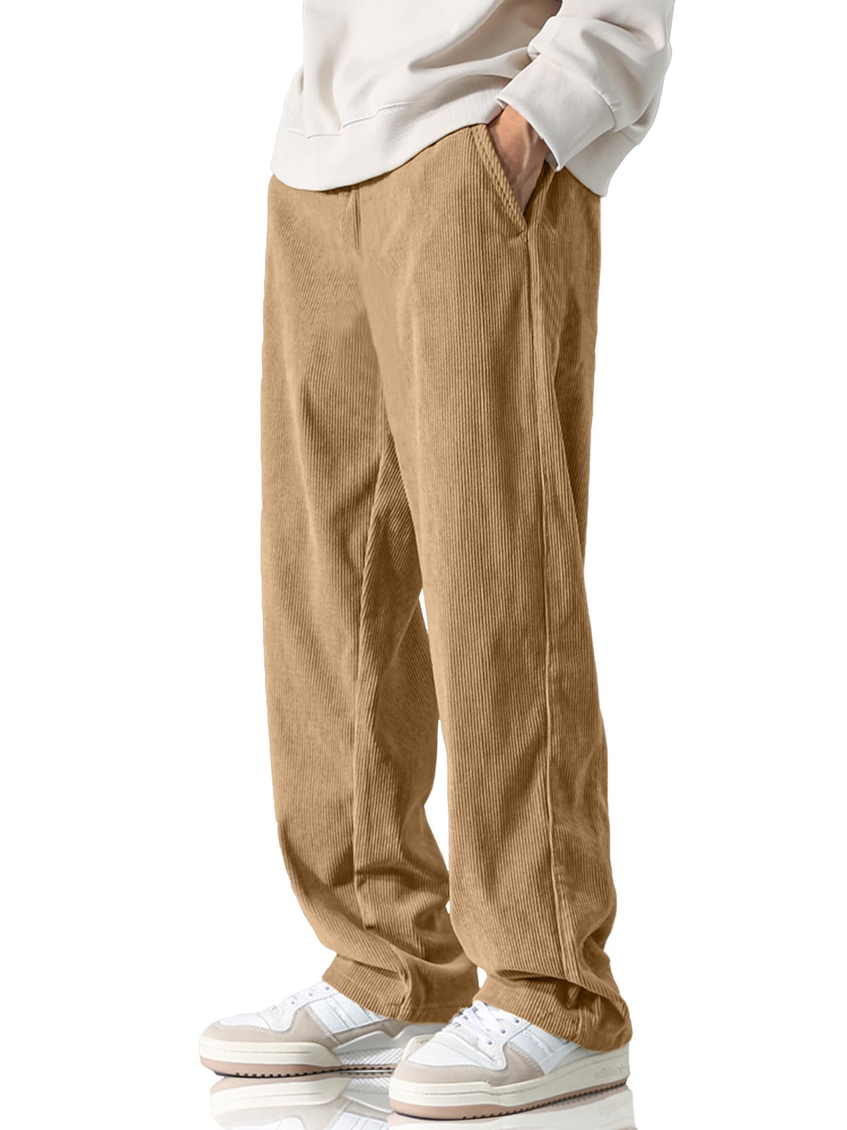 Luvella Men's Casual Loose Fit Corduroy Pants