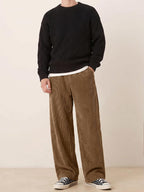 Luvella Men's Casual Loose Fit Corduroy Pants